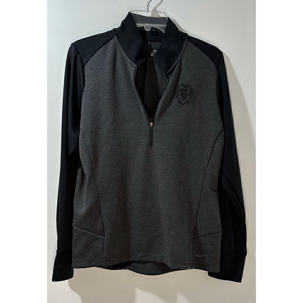 Nike Golf Dri fit mens gray black sweatshirt lion head logo 1/4 zip XL. #27-0689